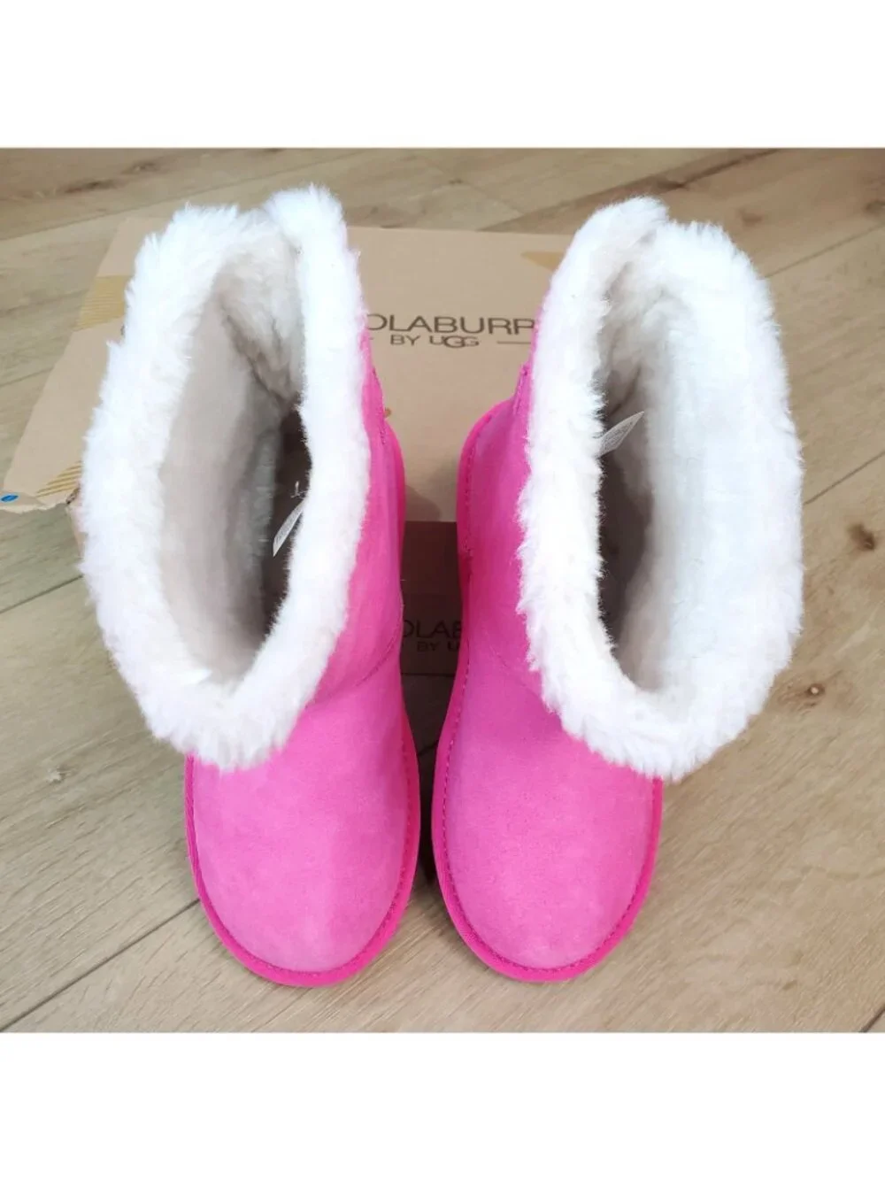 KOOLABURRA BY UGG Nalie Short Winter Boots Big Girls Size 4 Youth Pink Fur Lined